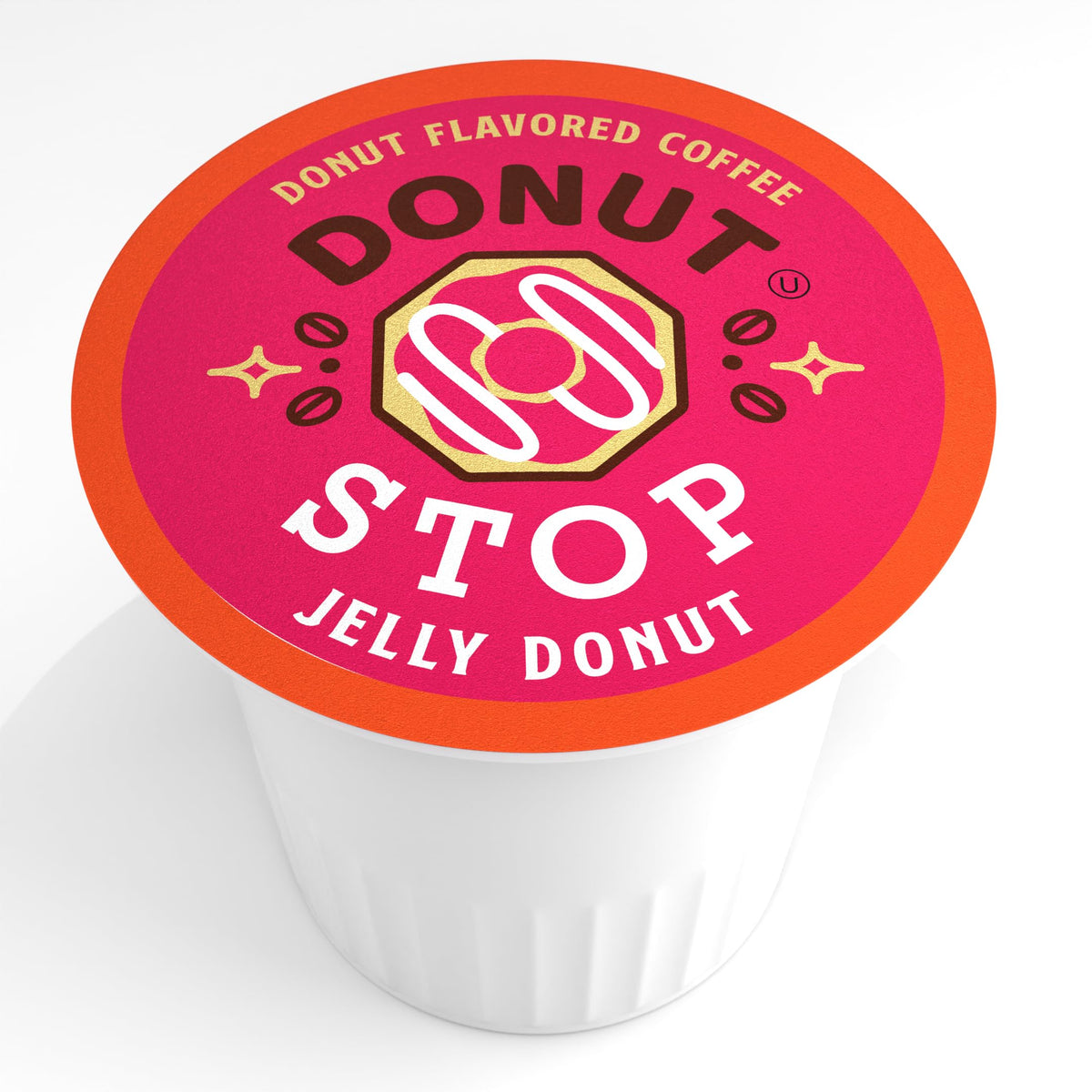 Donut Stop Jelly Donut Flavored Pods – Raspberry Filling, 40 Count, 2.0 K-Cup Compatible