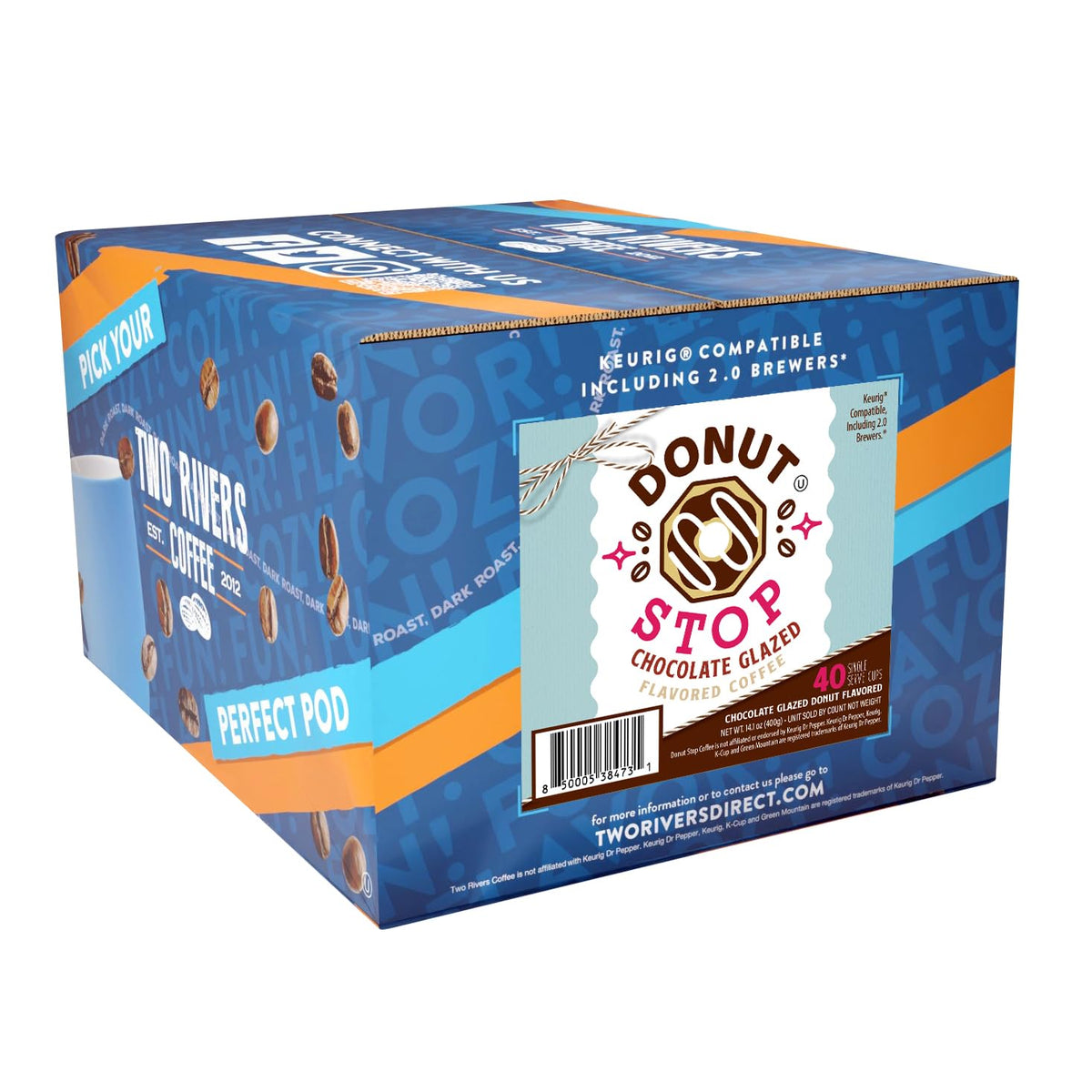 Donut Stop Flavored Coffee Pods – Chocolate Glazed, 40 Count, 2.0 K-Cup Compatible