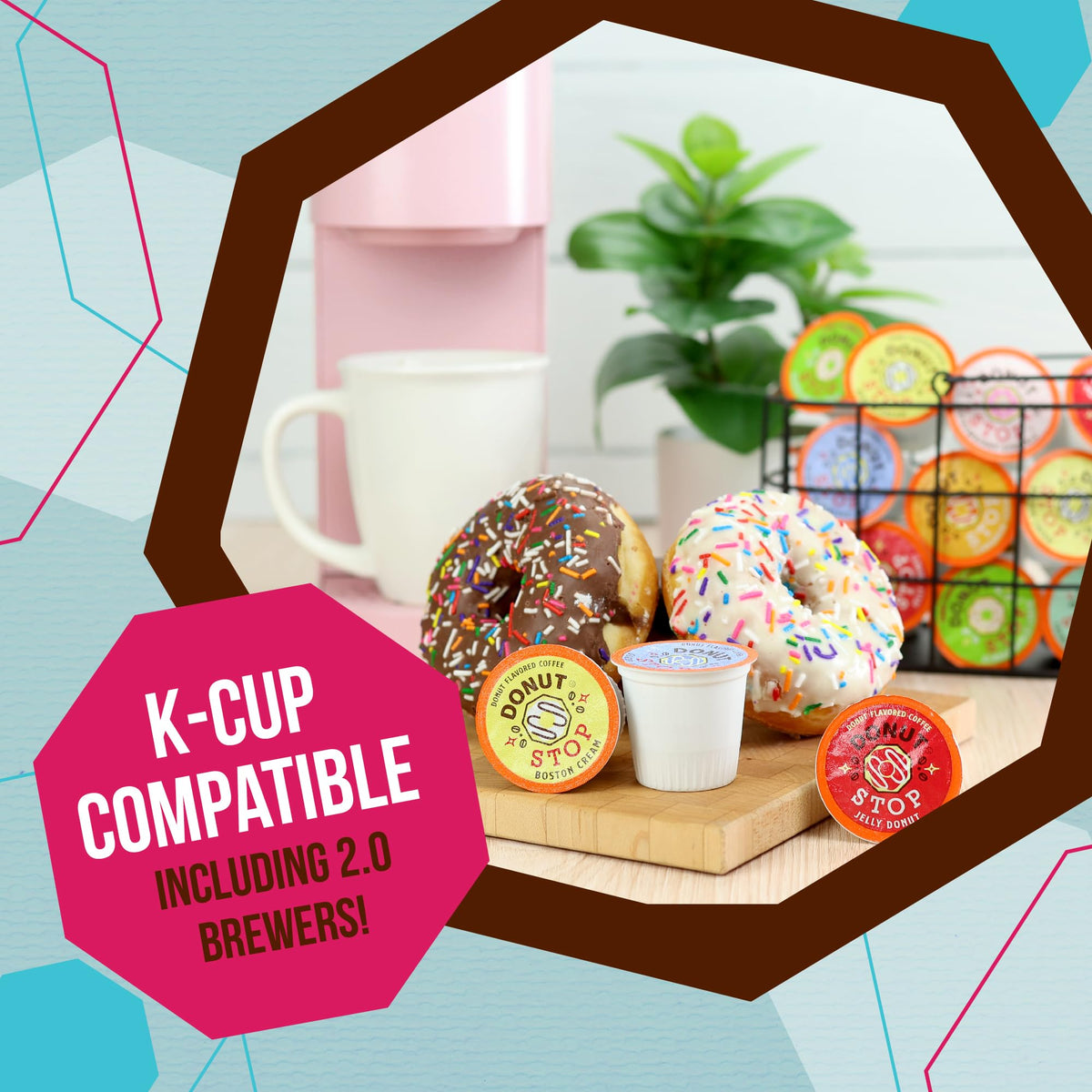 Donut Stop Flavored Coffee Pods – 40-Count Assorted Flavors, Keurig 2.0 Compatible