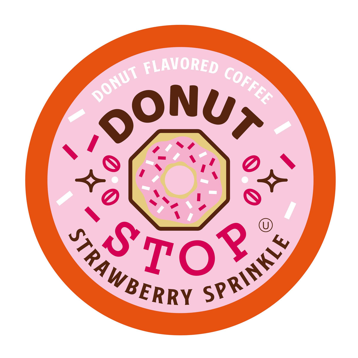 Donut Stop Strawberry Sprinkle Medium Roast Coffee Pods – 40 Count, Keurig 2.0 Compatible