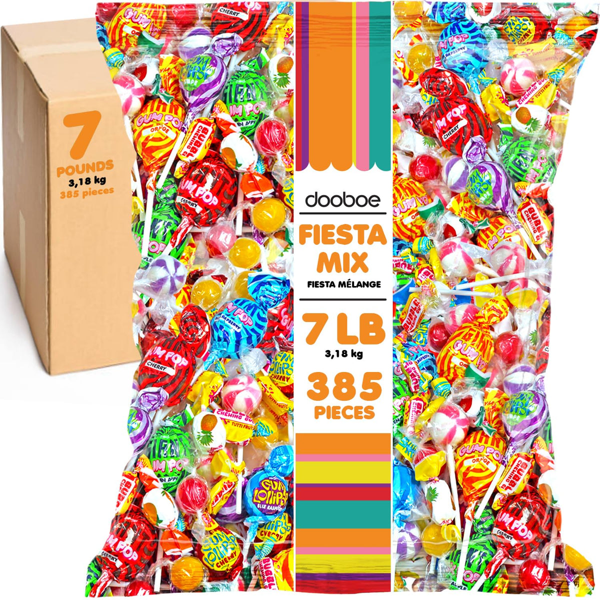 Dooboe Cinco De Mayo Candies – 7 lb Pinata Candy Mix (Approx. 385 Pieces) – Individually Wrapped Bulk for Parties & Fiesta Celebrations