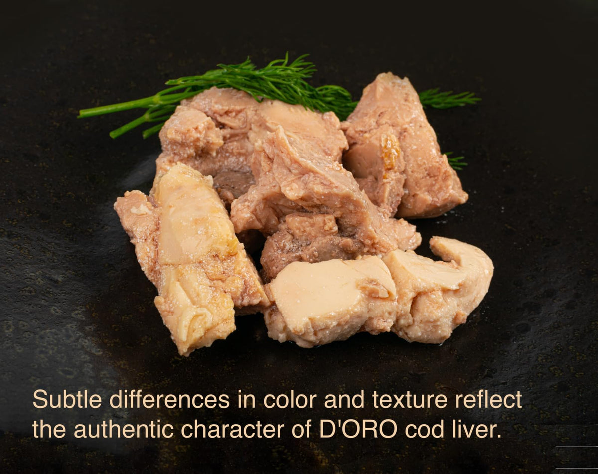D'ORO Icelandic Cod Liver in Its Own Oil – Silky & Delicate, Wild-Caught, Omega-3 DHA & EPA, Vitamin D | Pack of 3 4.27oz