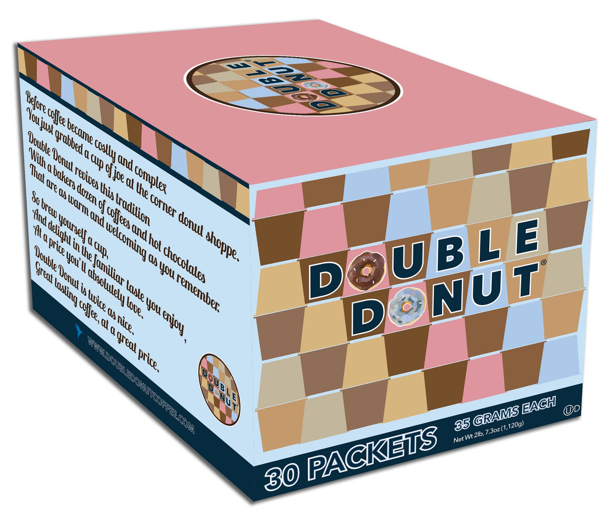 Double Donut Coffee Flavored Hot Cocoa Packets – Gourmet 30-Count Variety Pack