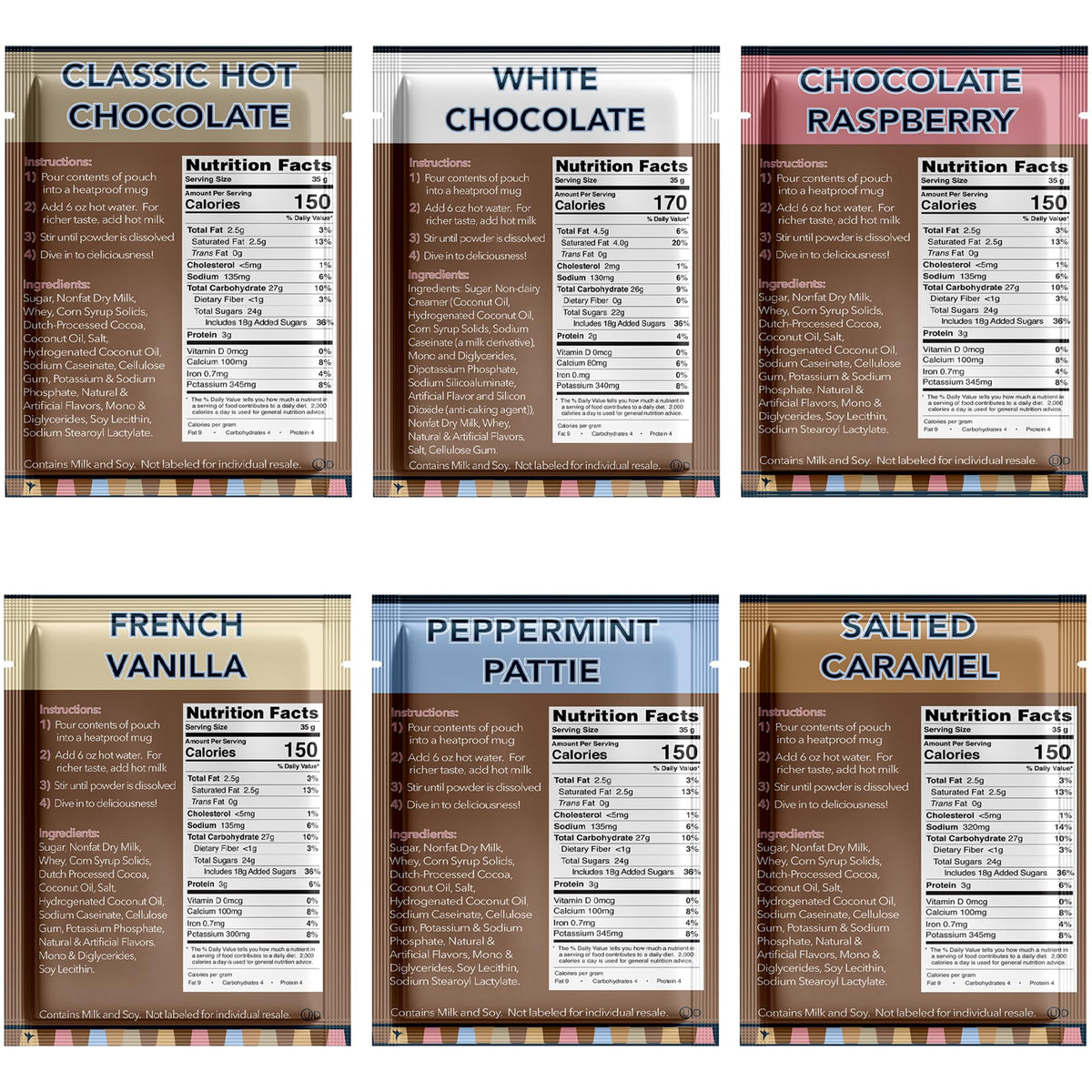 Double Donut Coffee Flavored Hot Cocoa Packets – Gourmet 30-Count Variety Pack