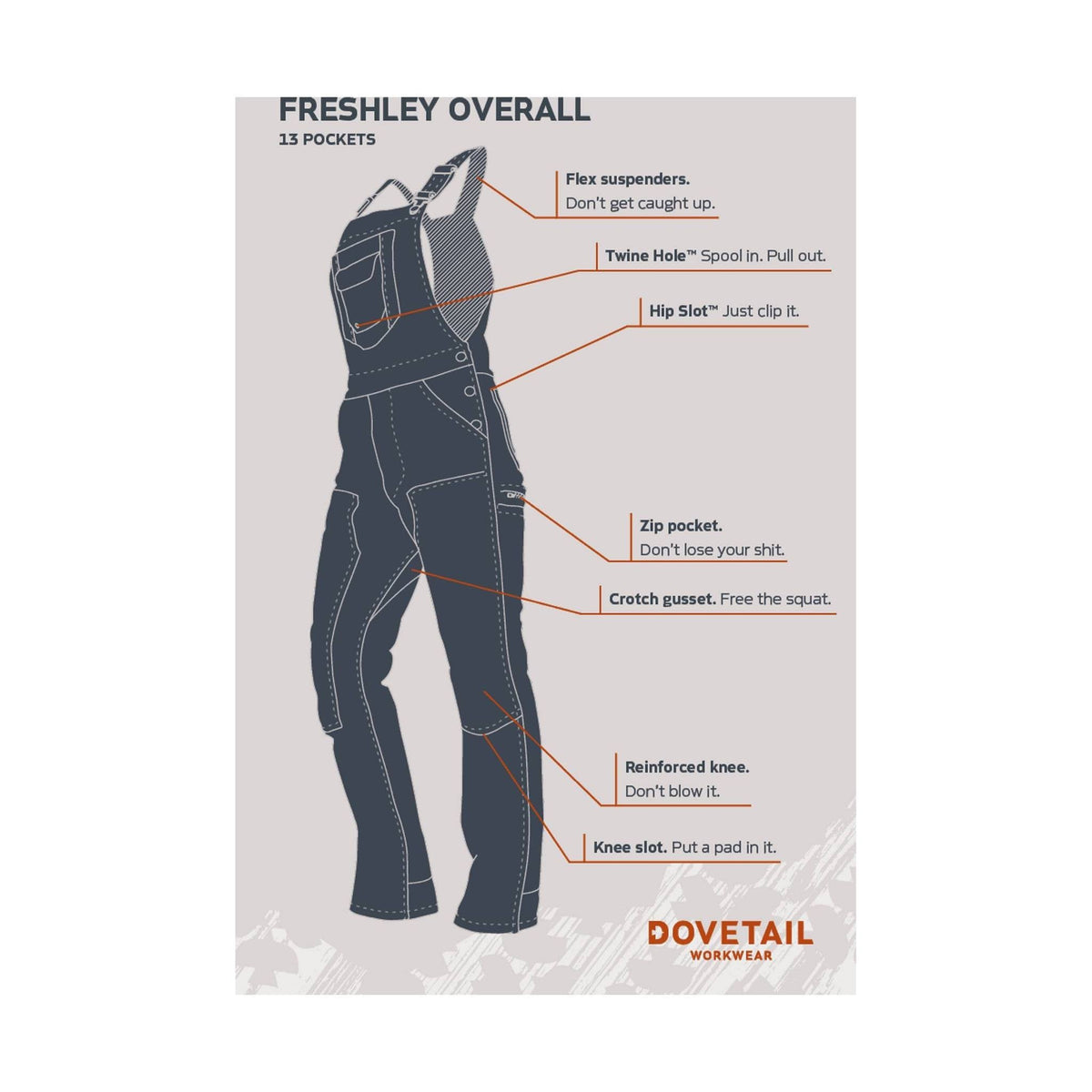 Dovetail Women's Freshley Overall - Saddle Brown