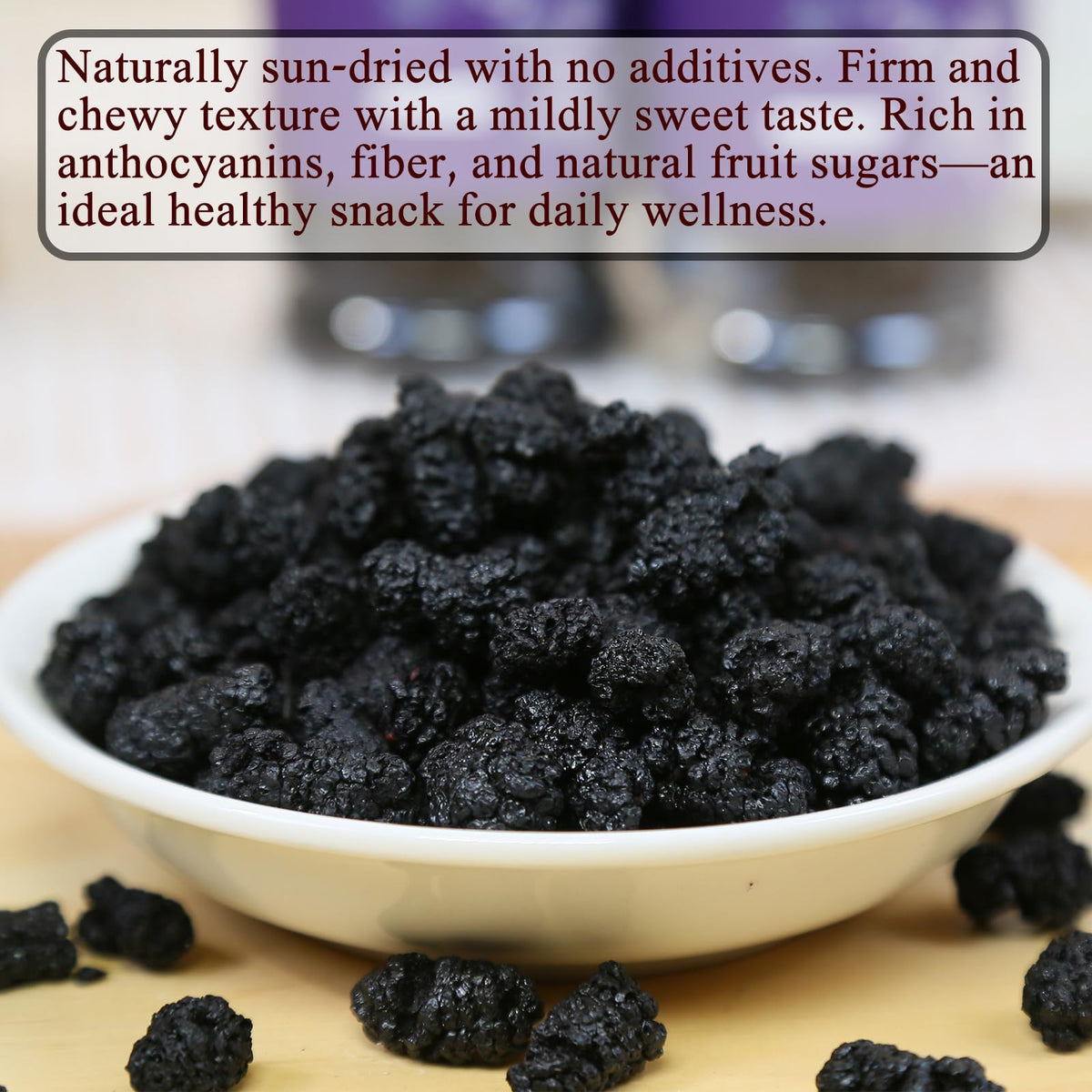 DOZO Premium Dried Black Mulberries – No Sugar Added, 280g | Dried Fruit Snack