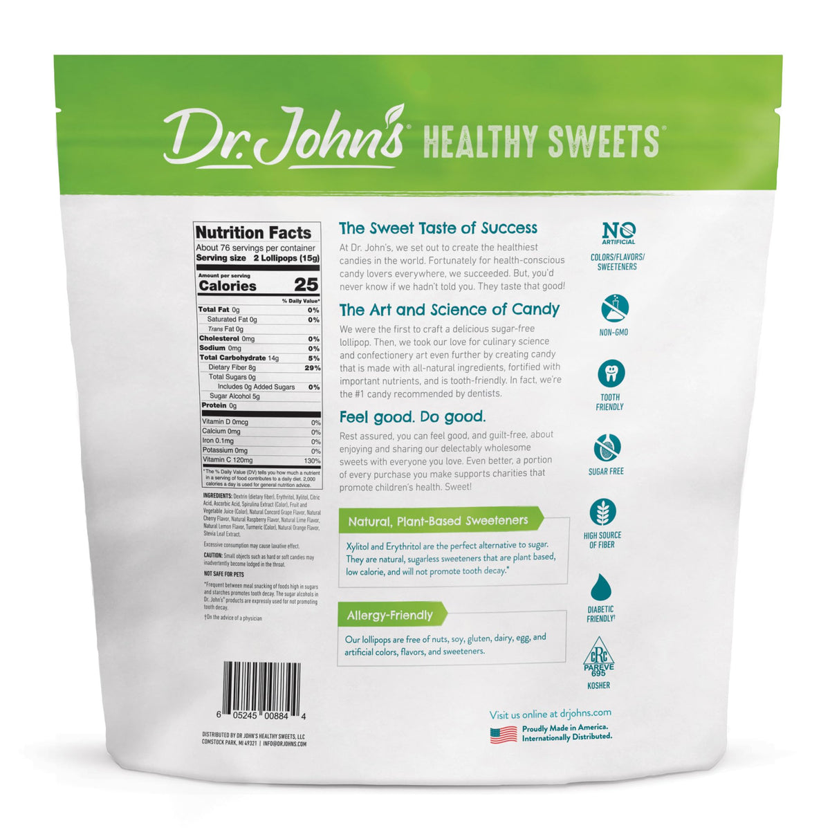 Dr. John’s Sugar Free Classic Fruit Tooth Lollipops – Keto, Vegan, Gluten Free + Vitamin C | 150 Count Bulk
