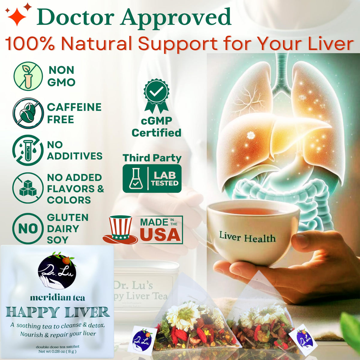 Dr. Lu’s Happy Liver Tea – 100% Natural Liver Support Herbal Blend (11 Herbs)