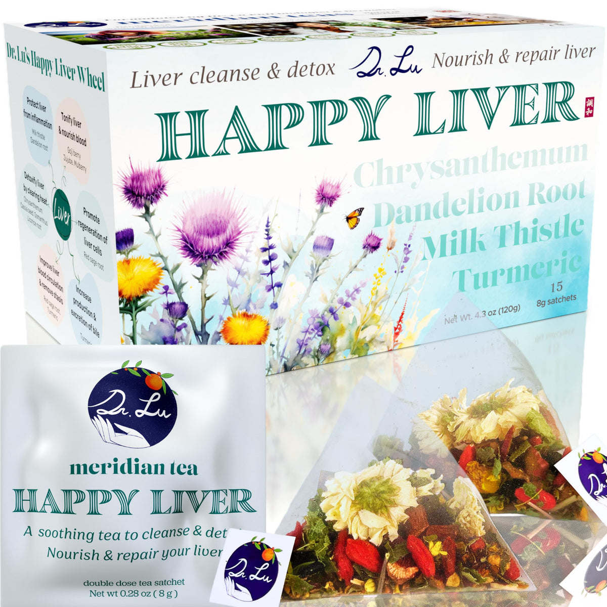 Dr. Lu’s Happy Liver Tea – 100% Natural Liver Support Herbal Blend (11 Herbs)
