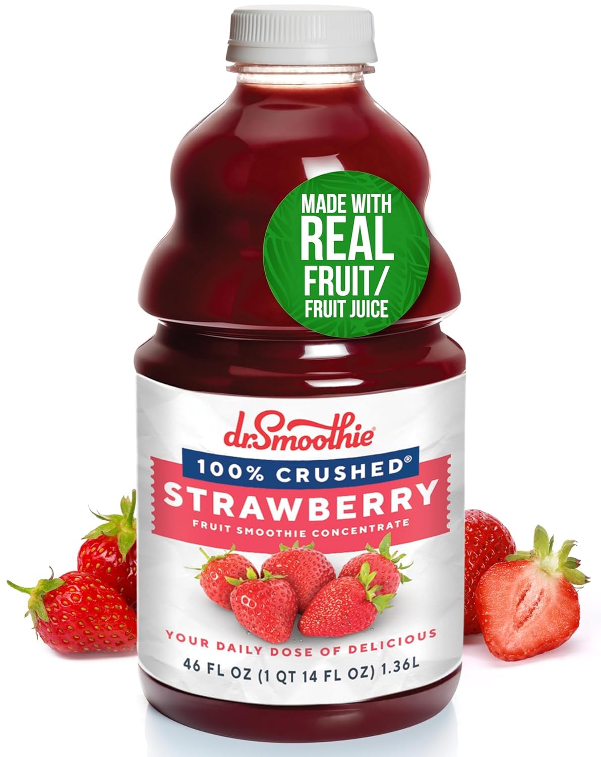 Dr. Smoothie 100% Crushed Strawberry Smoothie Concentrate – Non-GMO, Vegan, Gluten-Free, Vitamin C Rich | 46 oz
