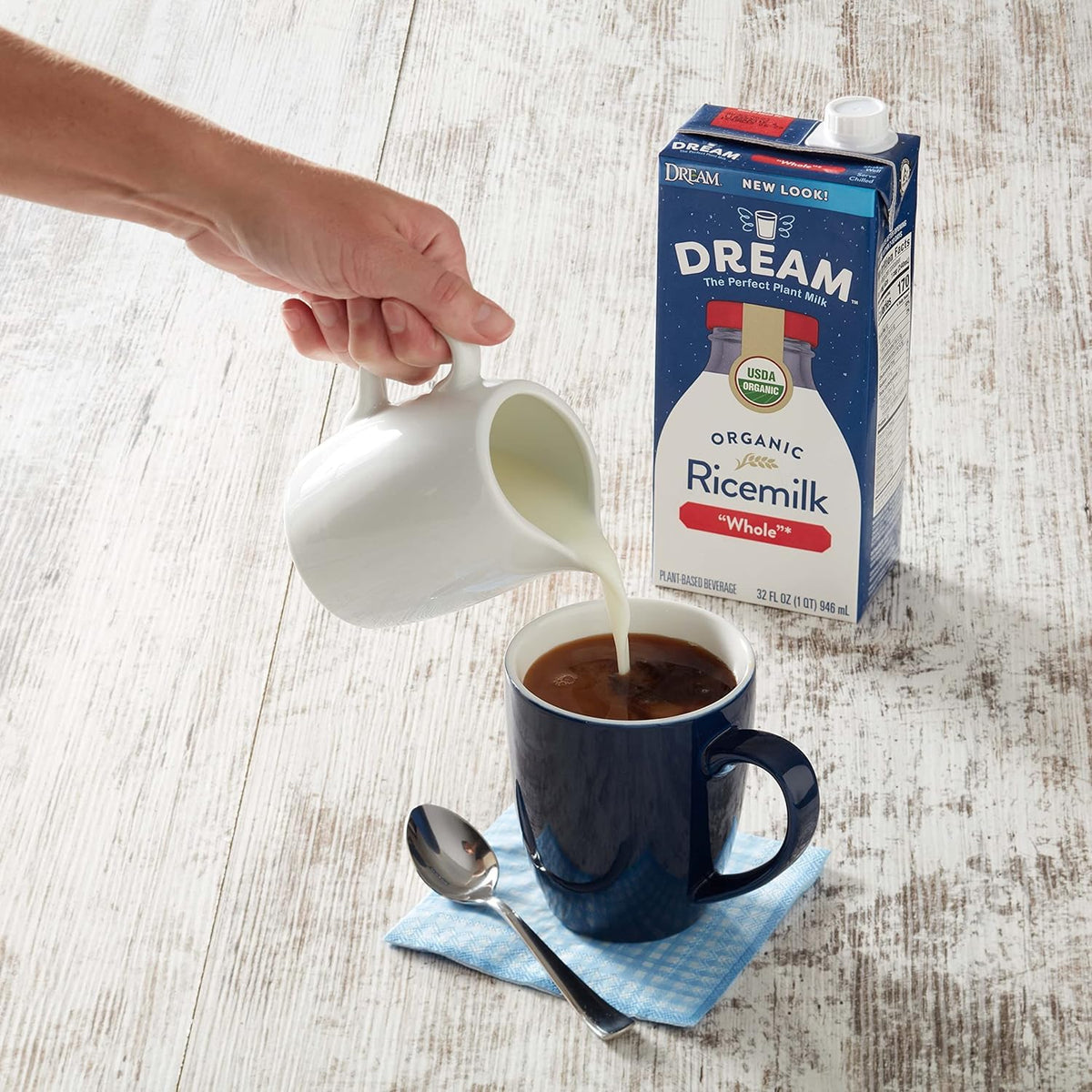 Dream Organic Whole Rice Milk | Dream Blends - Vegan, Lactose-Free, Shelf-Stable (32oz x6)