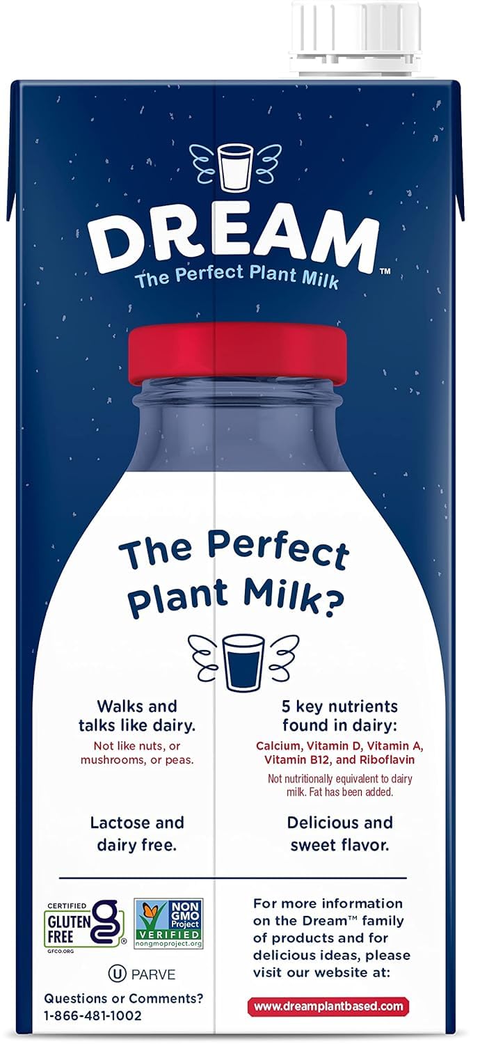 Dream Organic Whole Rice Milk | Dream Blends - Vegan, Lactose-Free, Shelf-Stable (32oz x6)