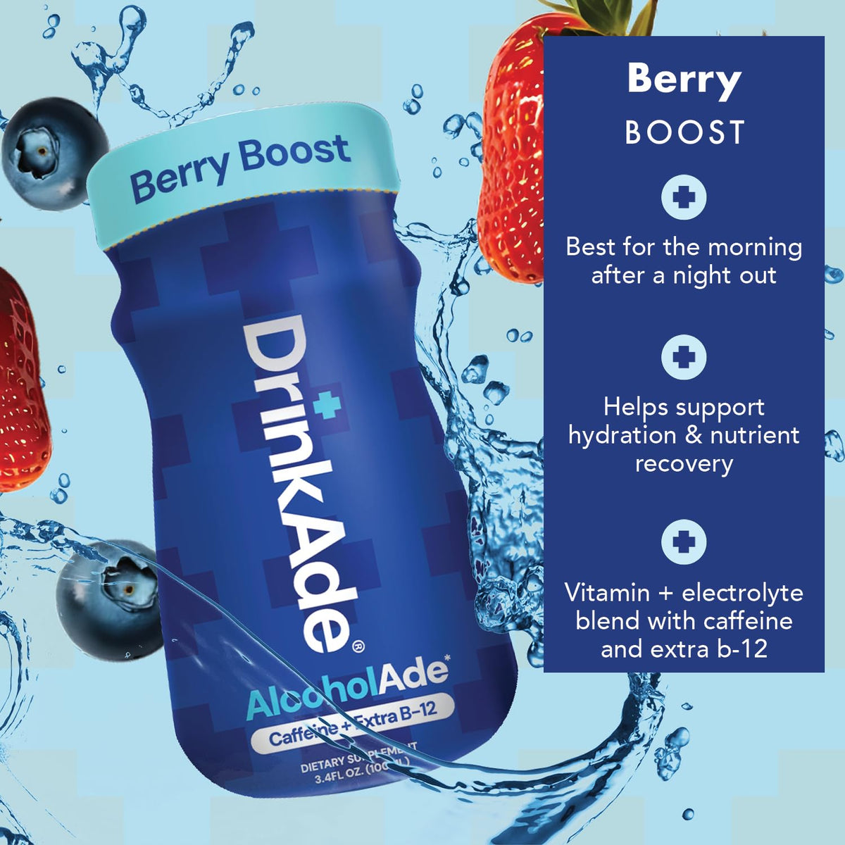 DrinkAde Boost – Sugar-Free Hydration & Energy Recovery Drink (6 Pack, Green Tea) | Vegan, 5 Calories