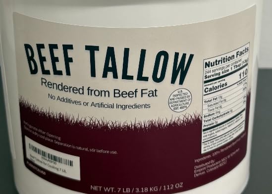 Drip Co Beef Tallow for Cooking – 7 lb Bulk Pail, Pure, No Additives