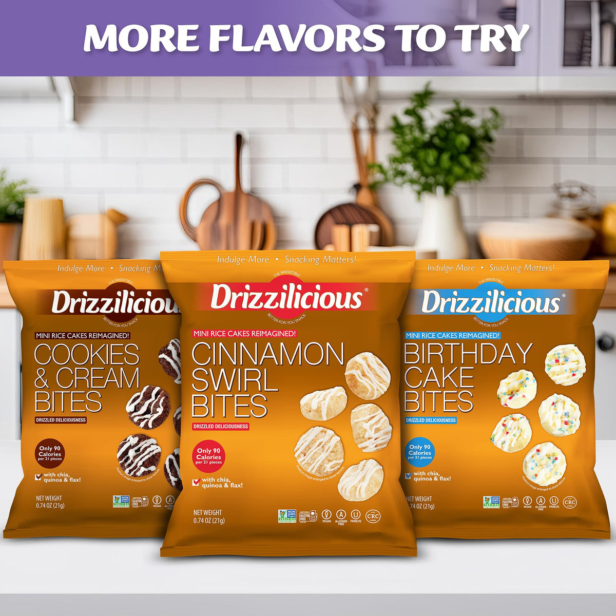 Drizzilicious Mini Flavored Rice Cakes Salted Caramel – 90 Cal Per Bag, Vegan & Gluten Free (Pack of 10)