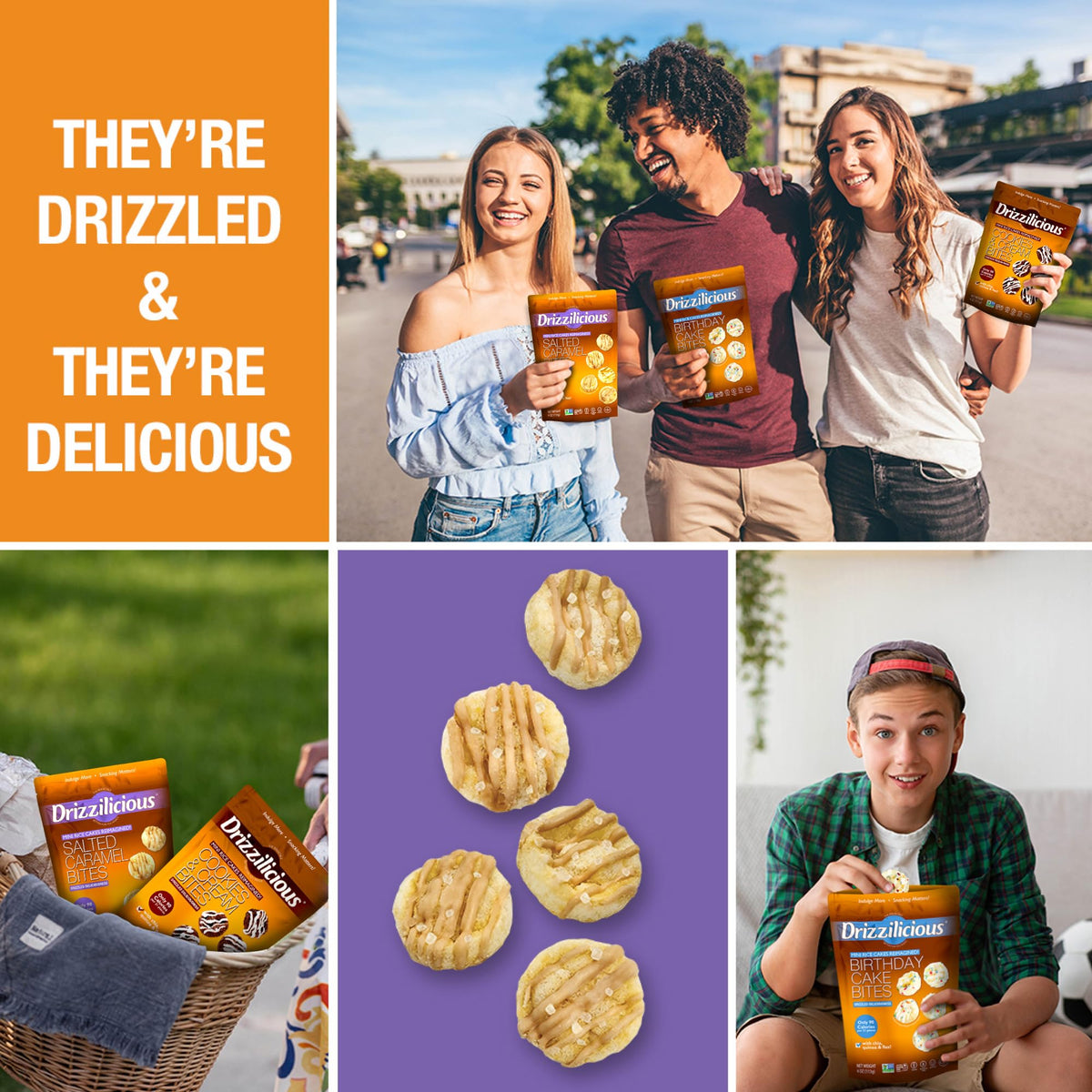 Drizzilicious Mini Flavored Rice Cakes Salted Caramel – 90 Cal Per Bag, Vegan & Gluten Free (Pack of 10)