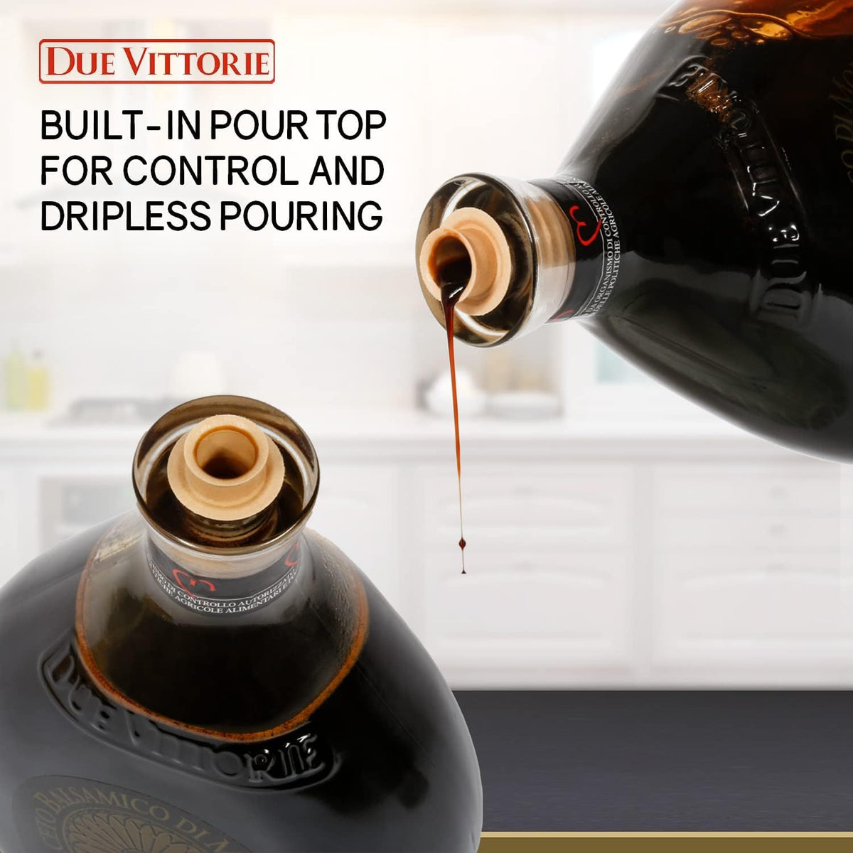Due Vittorie Oro Gold Barrel-Aged Balsamic Vinegar IGP – 2-Pack with Pourer