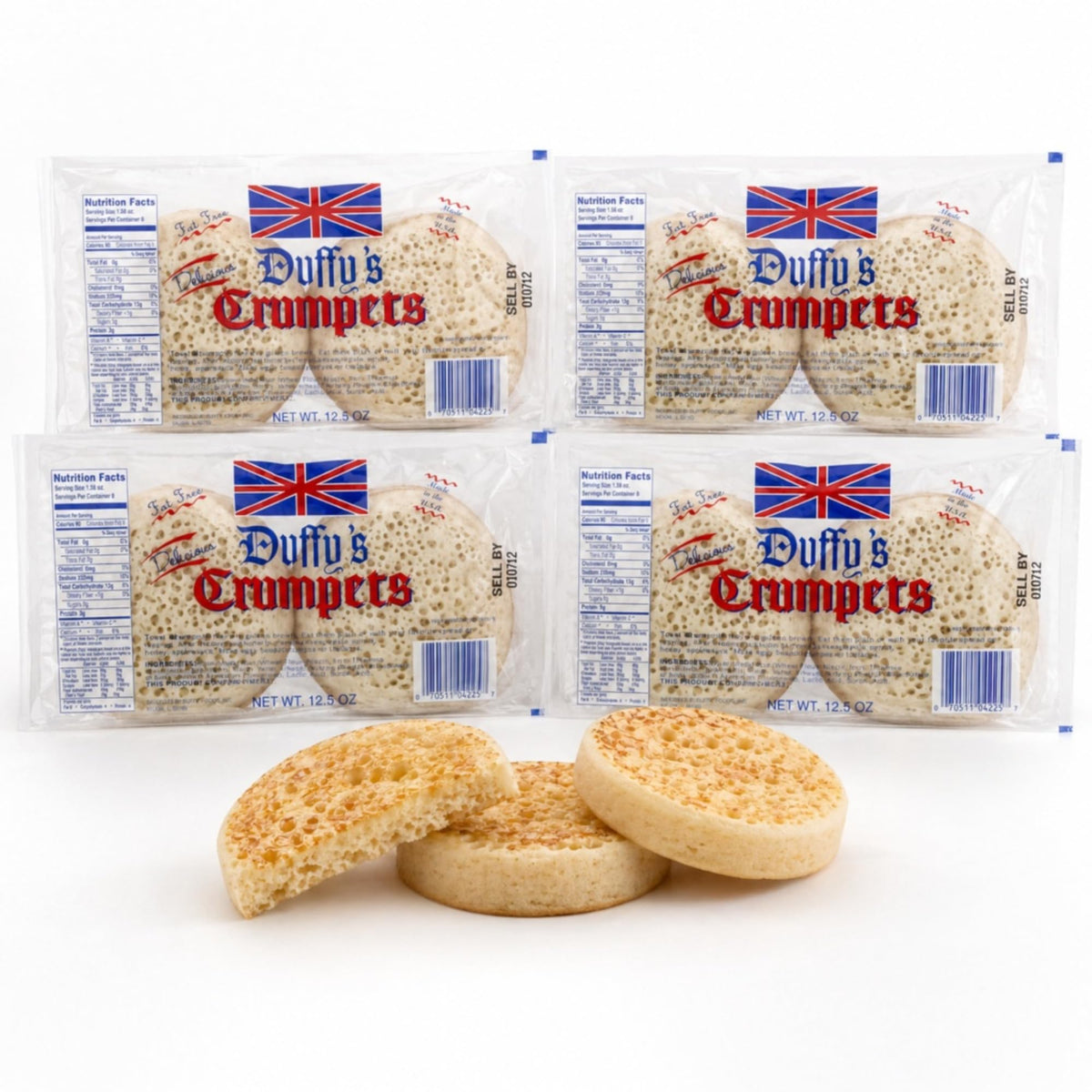 Duffy's Crumpets – Soft & Airy British Breakfast Crumpets, 4-Pack (12.5 oz total)