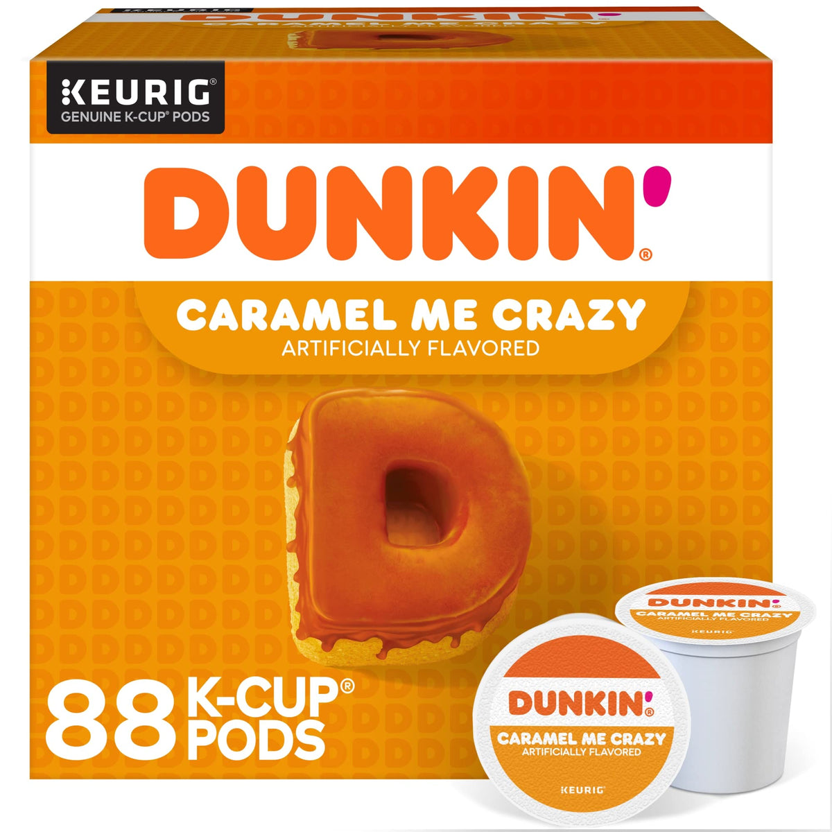 Dunkin Caramel Me Crazy Flavored Coffee K-Cup Pods – 88 Count | Premium Arabica, Keurig Compatible