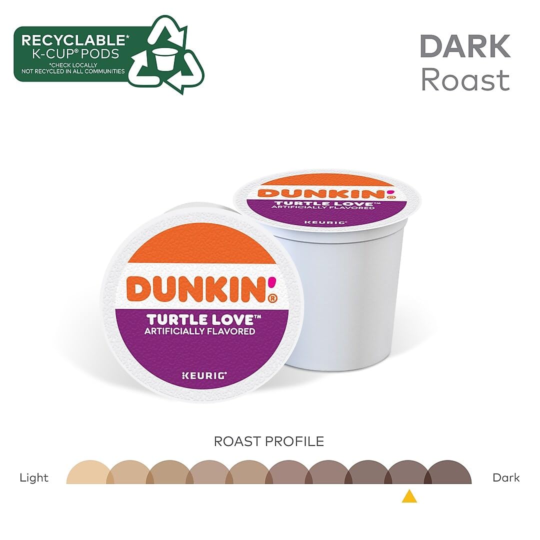 Dunkin' Donuts Turtle Love Dark Roast K-Cup Pods – 22 Count, Caramel Pecan Chocolate Flavor