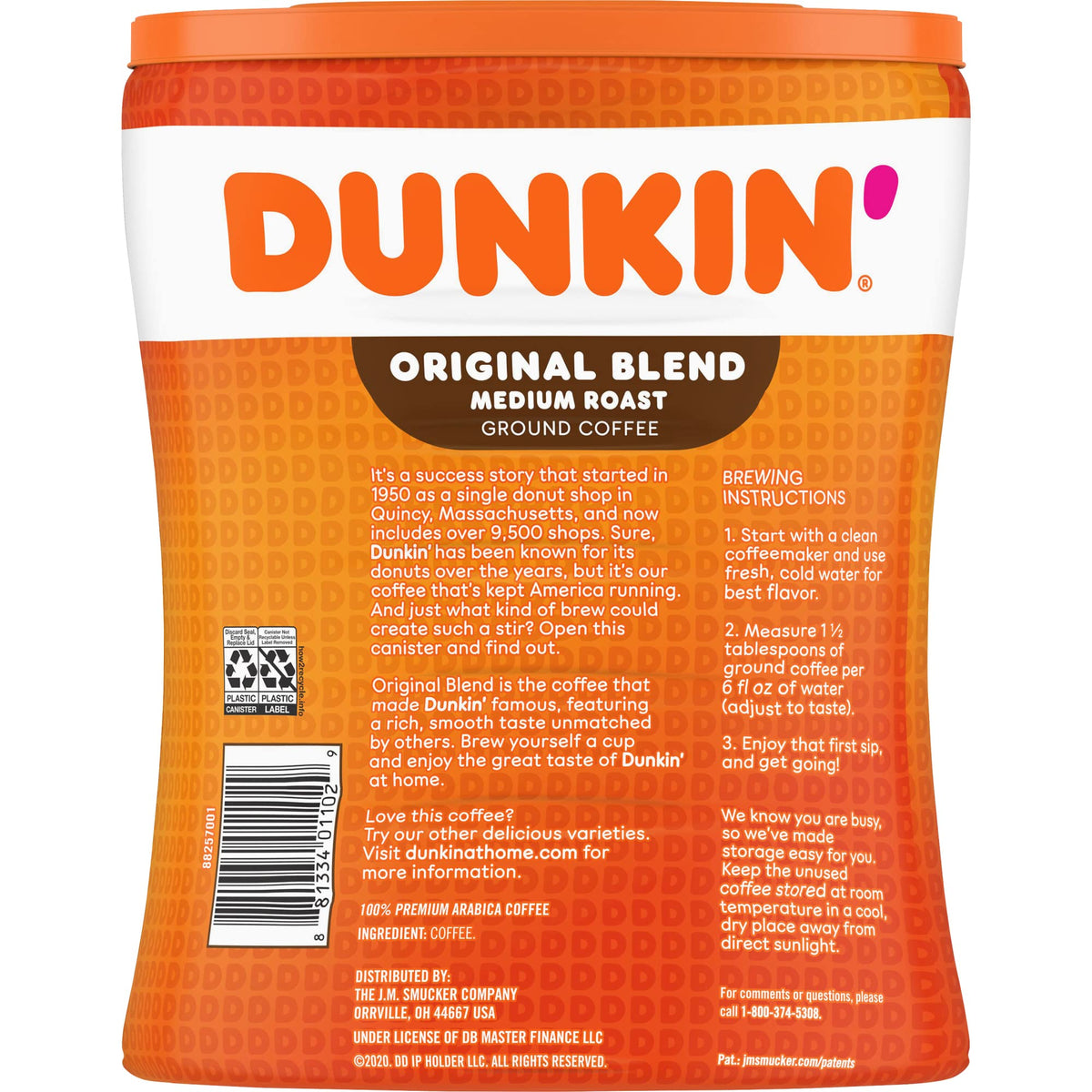 Dunkin' Donuts Original Blend Coffee – Medium Roast, 30 oz