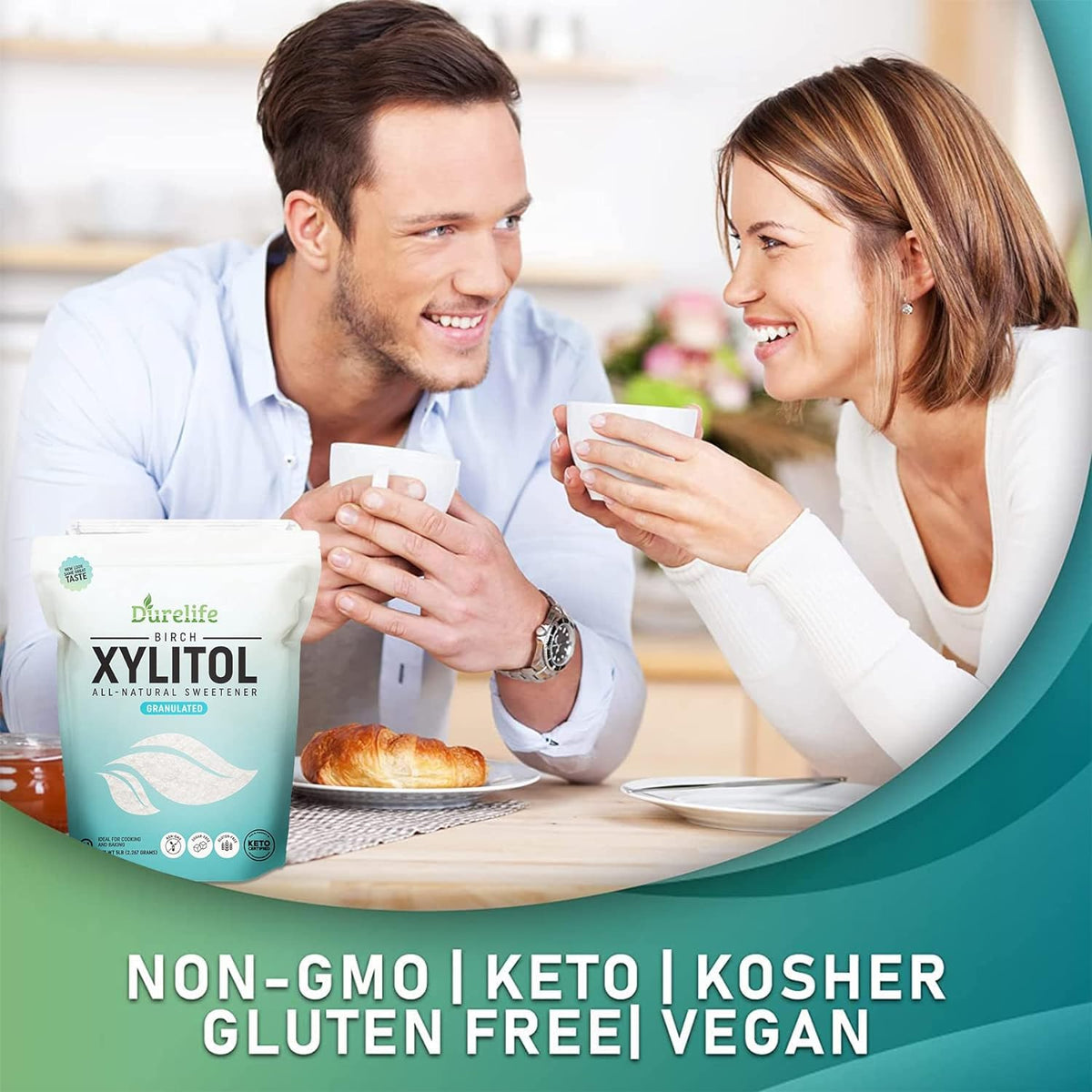 DureLife Xylitol Birch Sugar Substitute – 2.5 lb | Pure Birch Xylitol, Non-GMO, Keto & Gluten Free