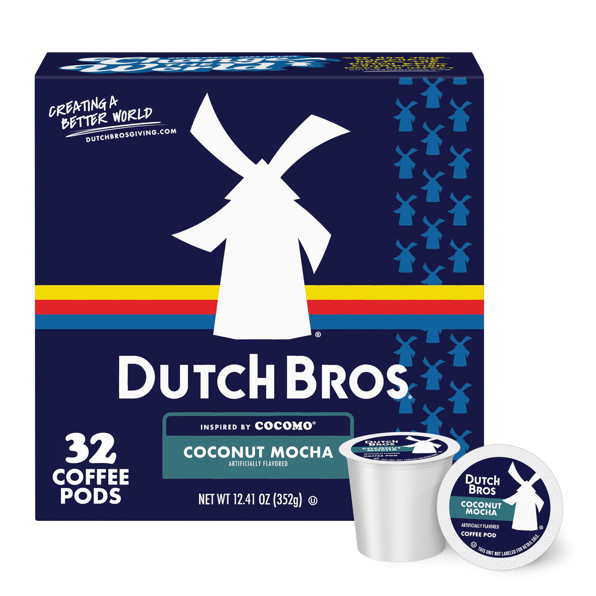 Dutch Bros Coconut Mocha Flavored Coffee Pods – 32-Count, Medium Roast for Keurig