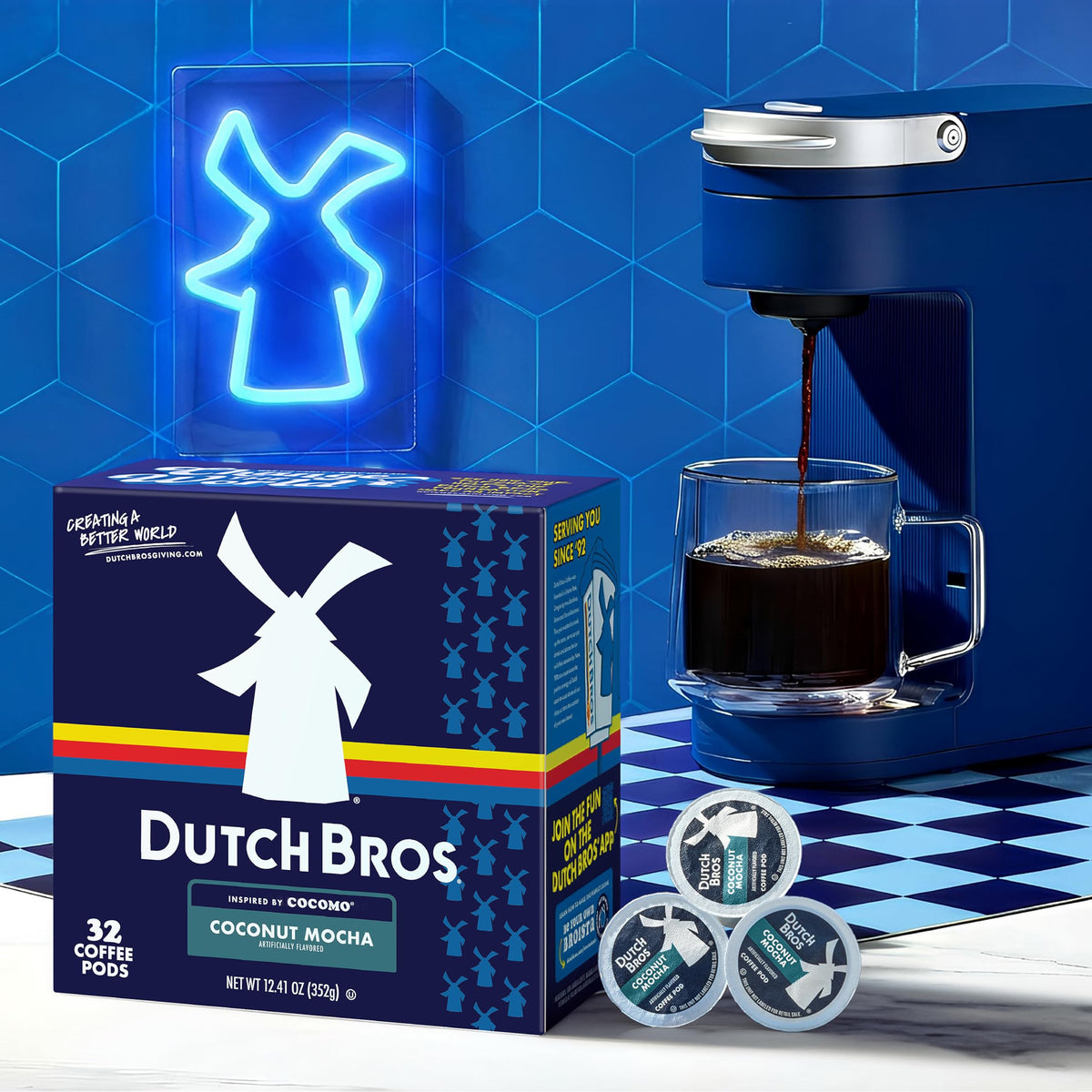 Dutch Bros Coconut Mocha Flavored Coffee Pods – 32-Count, Medium Roast for Keurig