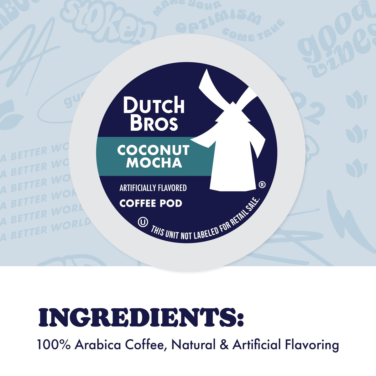 Dutch Bros Coconut Mocha Flavored Coffee Pods – 32-Count, Medium Roast for Keurig