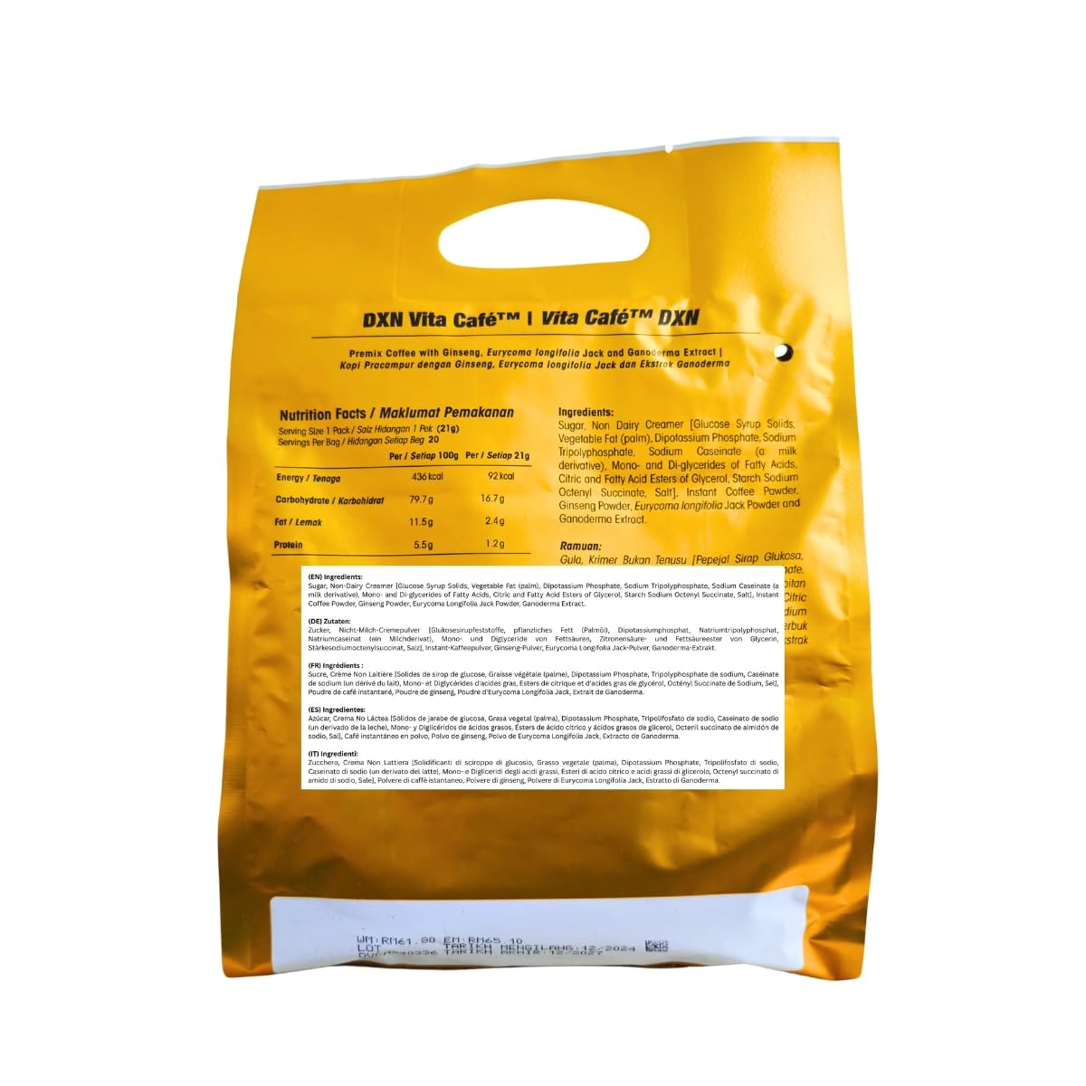 DXN Vita Cafe 6-in-1 (Pack of 20) – Instant Coffee Mix