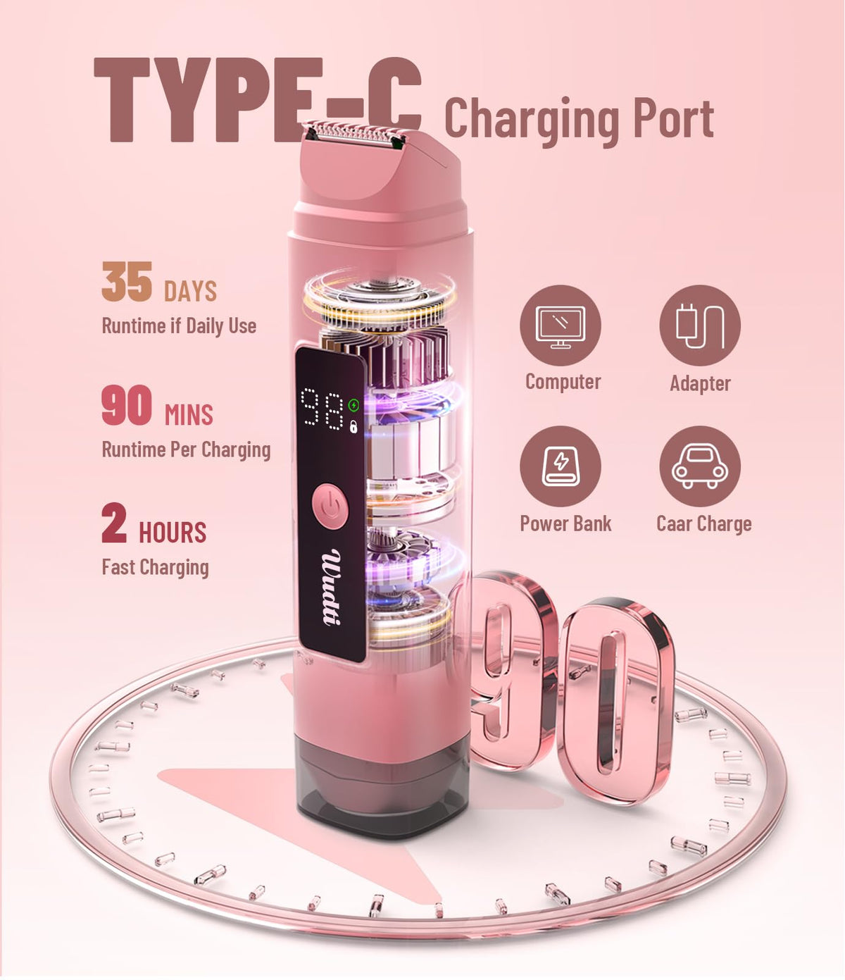 Dynooper Electric Bikini Trimmer Women: IPX7 & Dual Head 0.5mm Blade