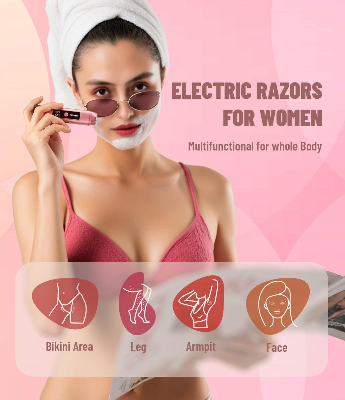 Dynooper Electric Bikini Trimmer Women: IPX7 & Dual Head 0.5mm Blade