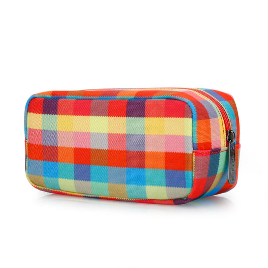 E-Tree Cute Makeup Bag,Travel Make up Pouch for Purse,Zipper Toiletry Cosmetic Brush Skin Care Case for Women Man,Tech Electronic Organizer,Small Canvas Storage for Personal Items,Colorful Checkered