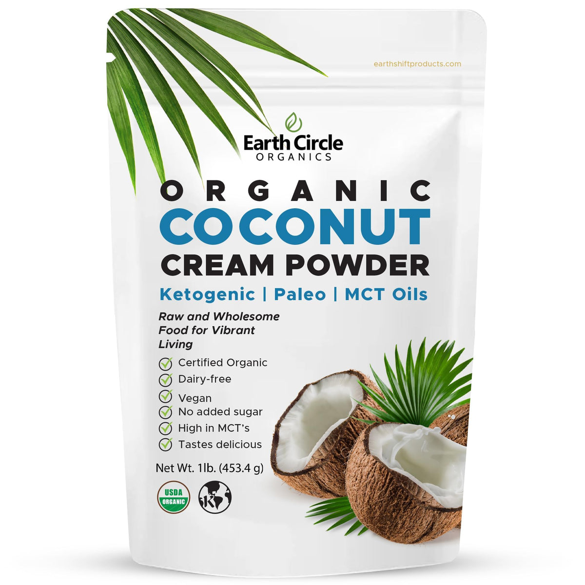 Earth Circle Organics Organic Coconut Milk Powder – Dairy-Free Keto Creamer (1 lb)
