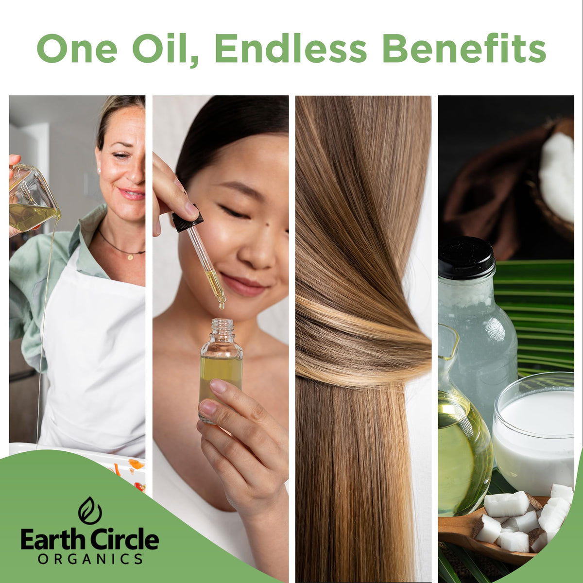 Earth Circle Organics Premium Ultra Pure Extra Virgin Coconut Oil — Cold-Pressed, 32 oz, Gluten-Free, Keto & Paleo