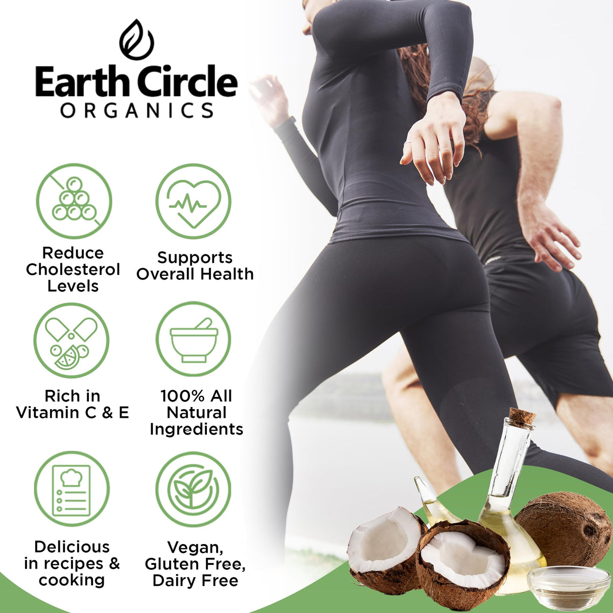 Earth Circle Organics Premium Ultra Pure Extra Virgin Coconut Oil — Cold-Pressed, 32 oz, Gluten-Free, Keto & Paleo