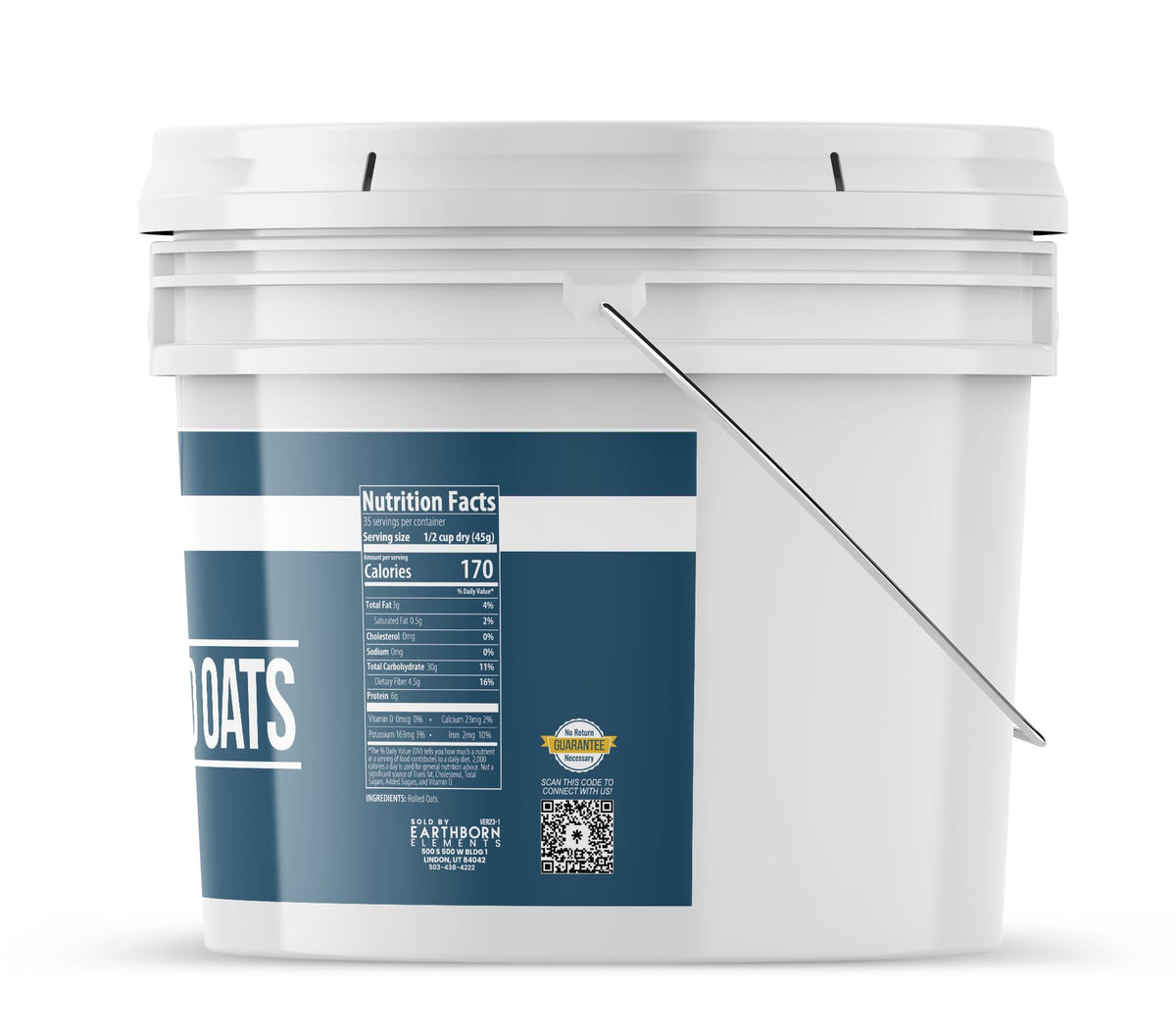 Earthborn Elements Gluten Free Rolled Oats – 1 Gallon Bulk Old Fashioned Oats
