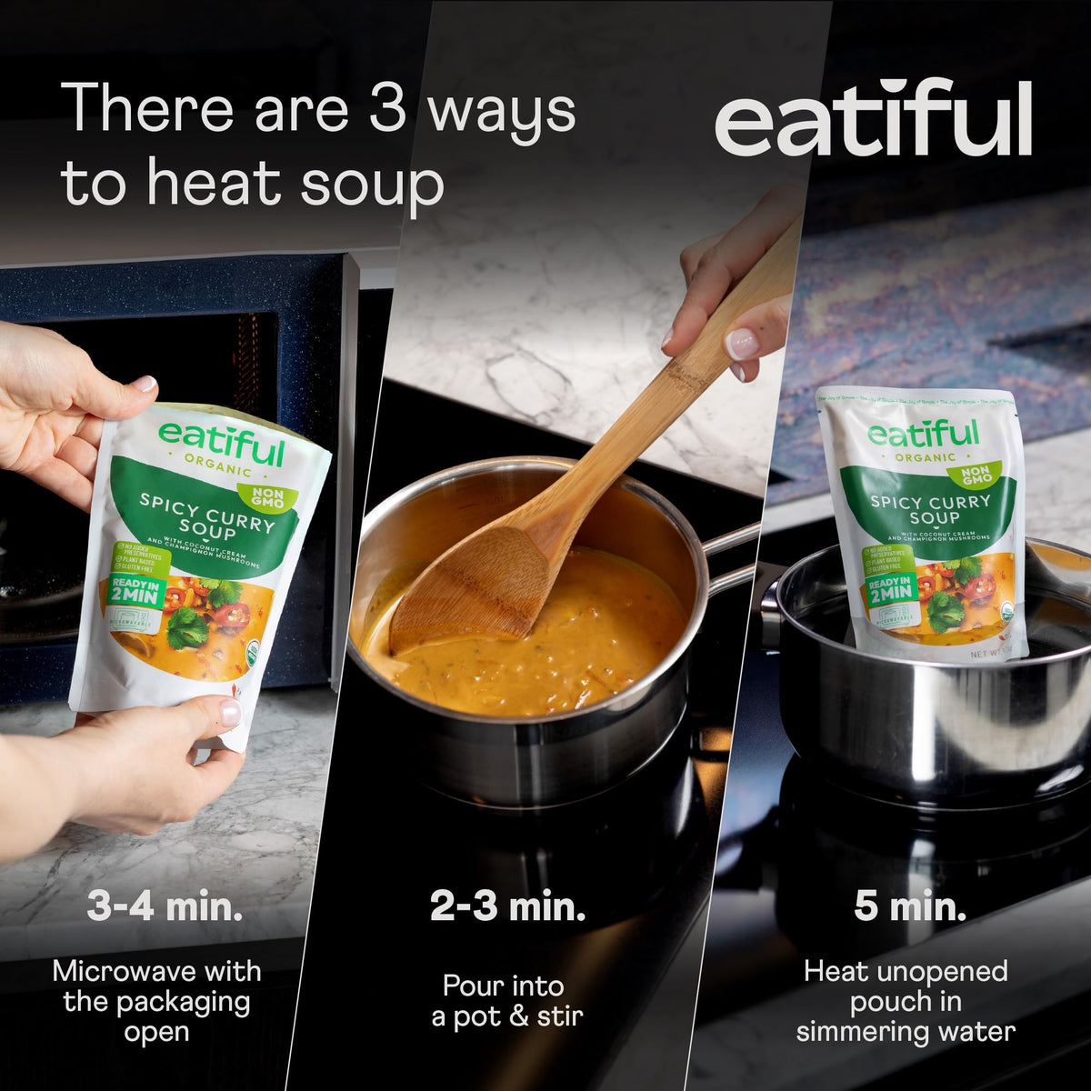 EATIFUL Curry Soup – Organic Thai Vegan Ready-to-Eat, Gluten Free, Non-GMO (Pack of 5) | 14.1 oz