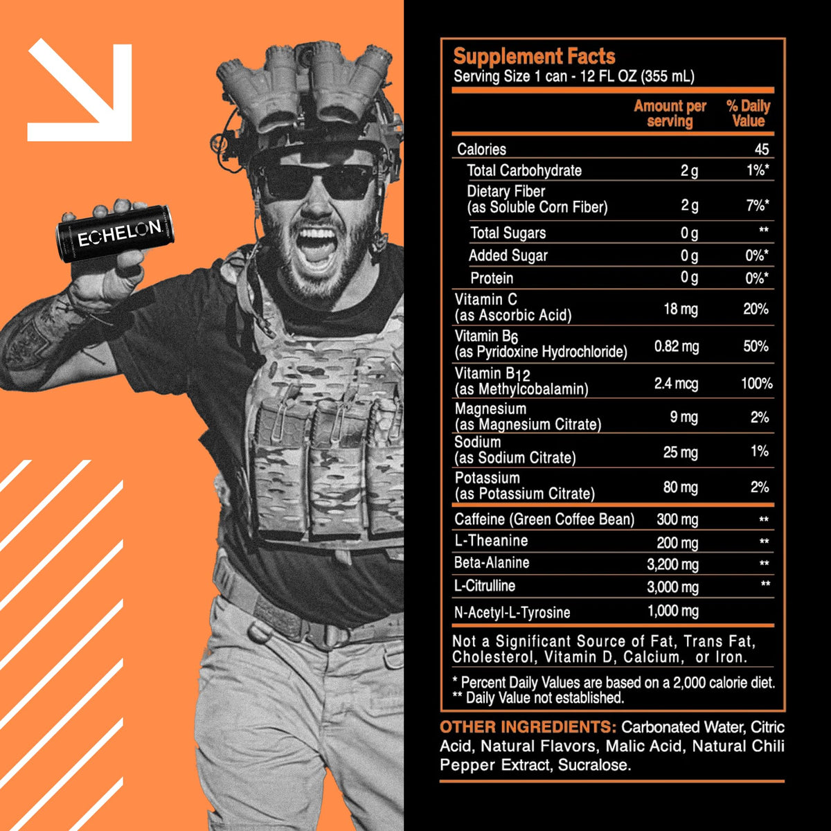 Echelon Mango Reaper Pre-Workout Energy Drink – 12-Pack, 300mg Caffeine, Focus & Endurance