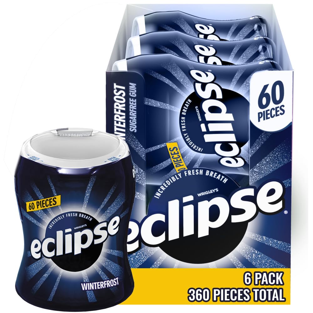 (6 Pack) Eclipse Winterfrost Sugar Free Gum Bulk Pack – 60-Piece Bottles