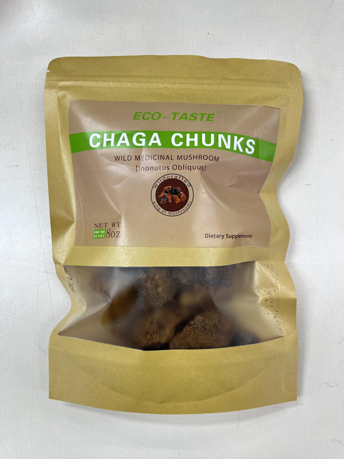 ECO-TASTE Chaga Chunks 8oz – Wild-Harvested, Caffeine-Free Tea Chunks