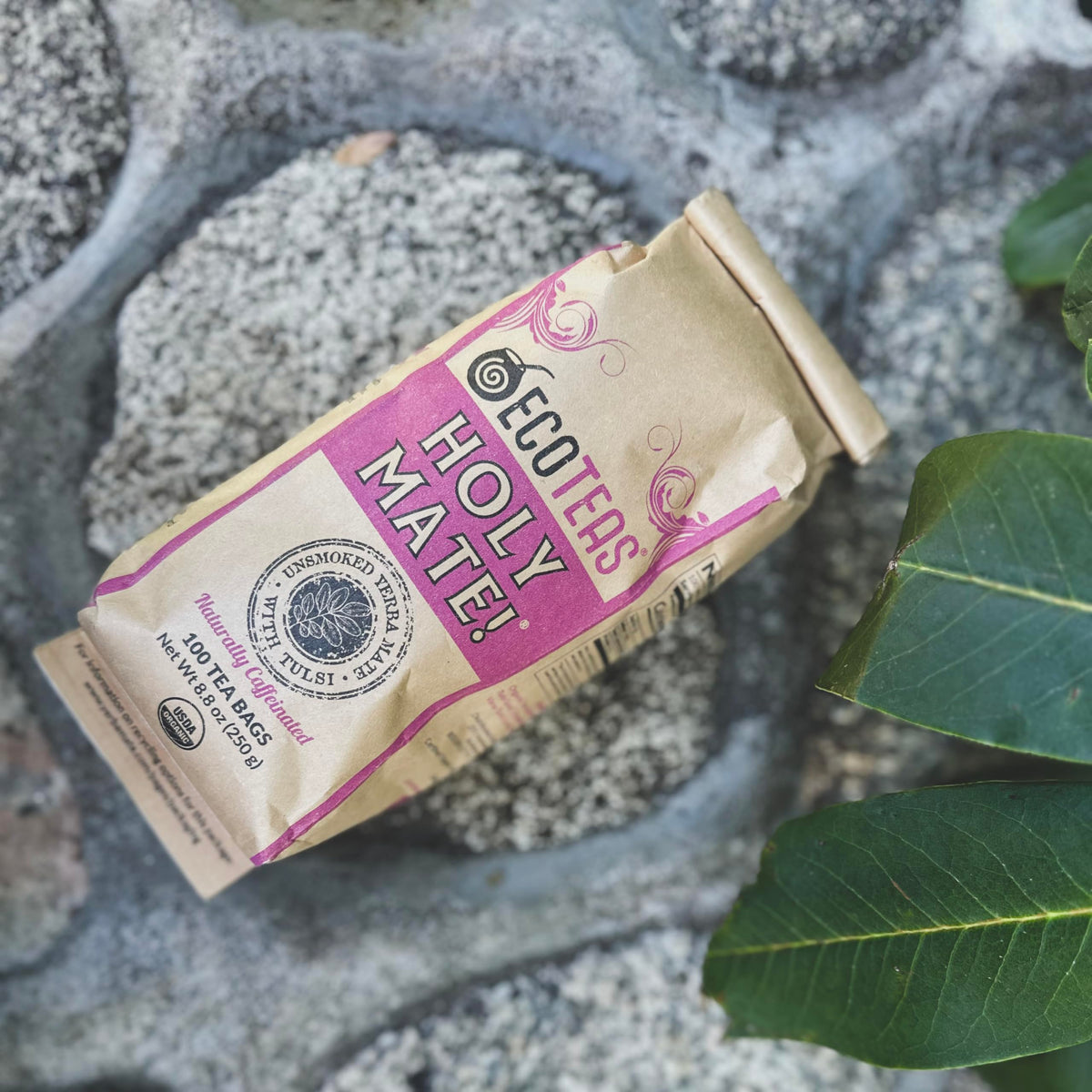 ECOTEAS Holy Mate Organic Yerba Mate Tea Bags with Tulsi & Mint – Natural Energy, Stress Support