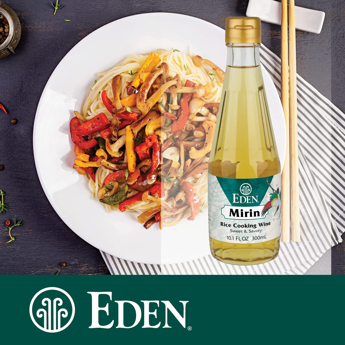 Eden Mirin Rice Cooking Wine 10.1 oz – 3 Pack | Traditionally Koji Brewed, All Natural