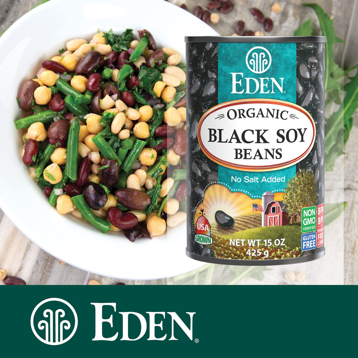 Eden Organic Black Soybeans | 15 oz Can (6-Pack) – Complete Plant Protein, Low Sodium, Gluten Free