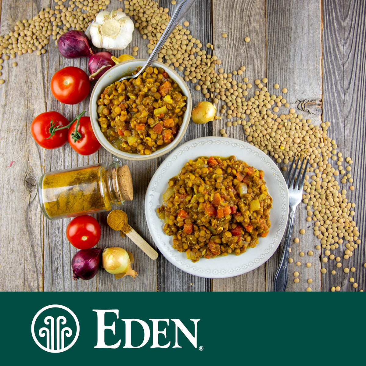 Eden Organic Green Lentils with Onion & Bay Leaf — 15 oz Can, 12-Pack