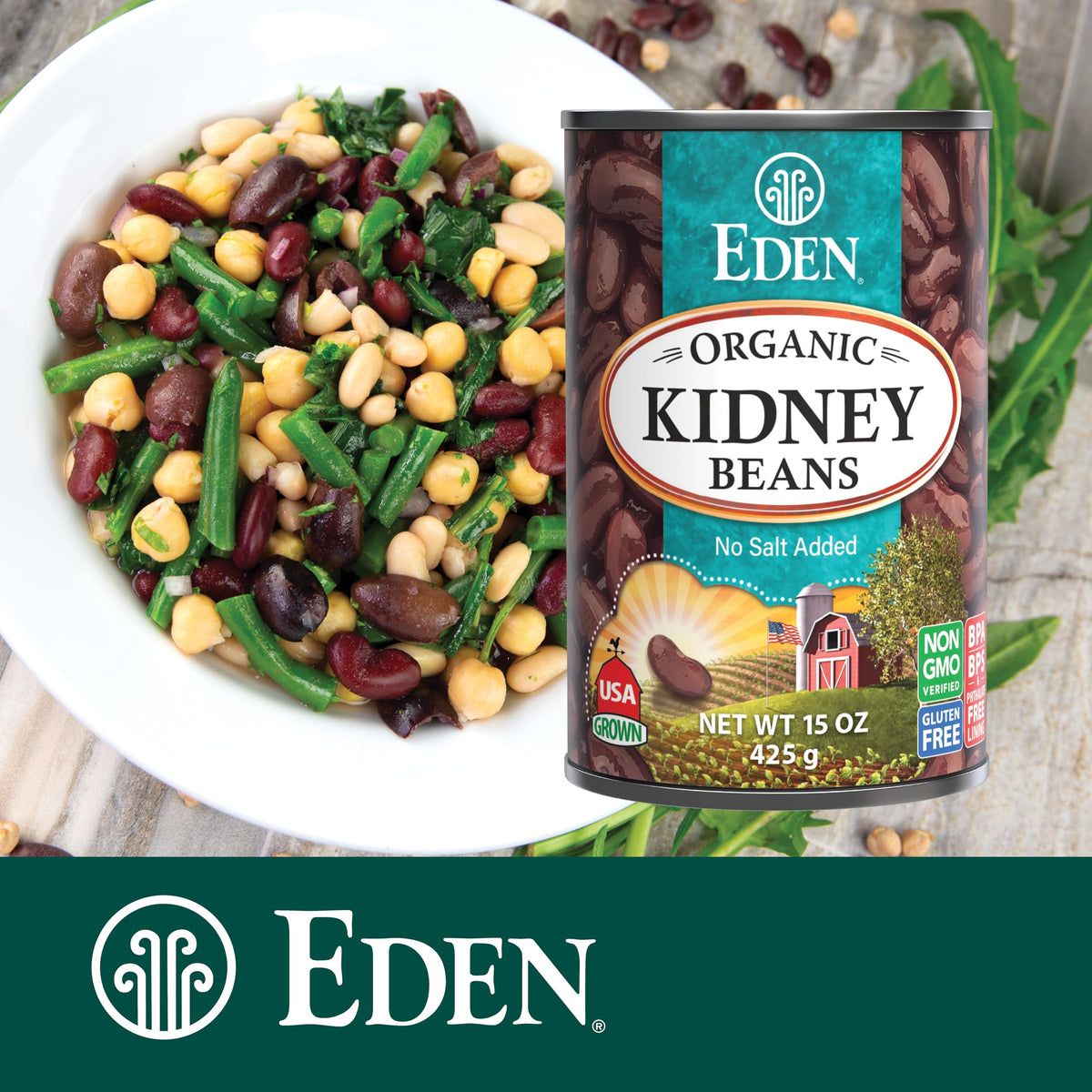 Eden Organic Kidney Beans No Salt Added – 15-Ounce Cans (Pack of 12)
