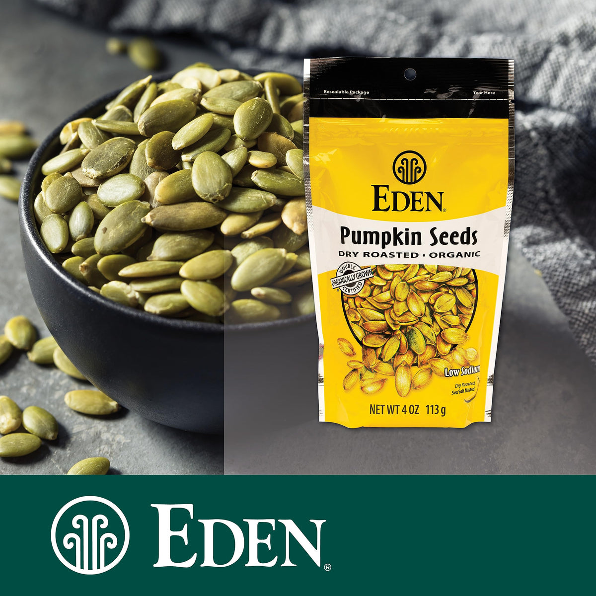 Eden Organic Pumpkin Seeds, Shelled – Dry Roasted & Lightly Sea Salted, 4 oz (6-Pack)