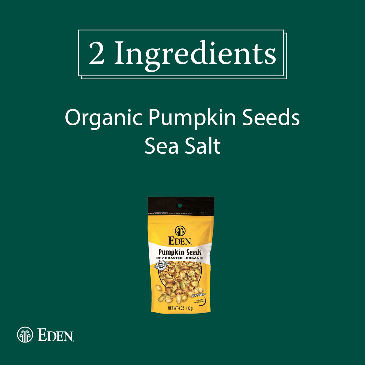 Eden Organic Pumpkin Seeds, Shelled – Dry Roasted & Lightly Sea Salted, 4 oz (6-Pack)