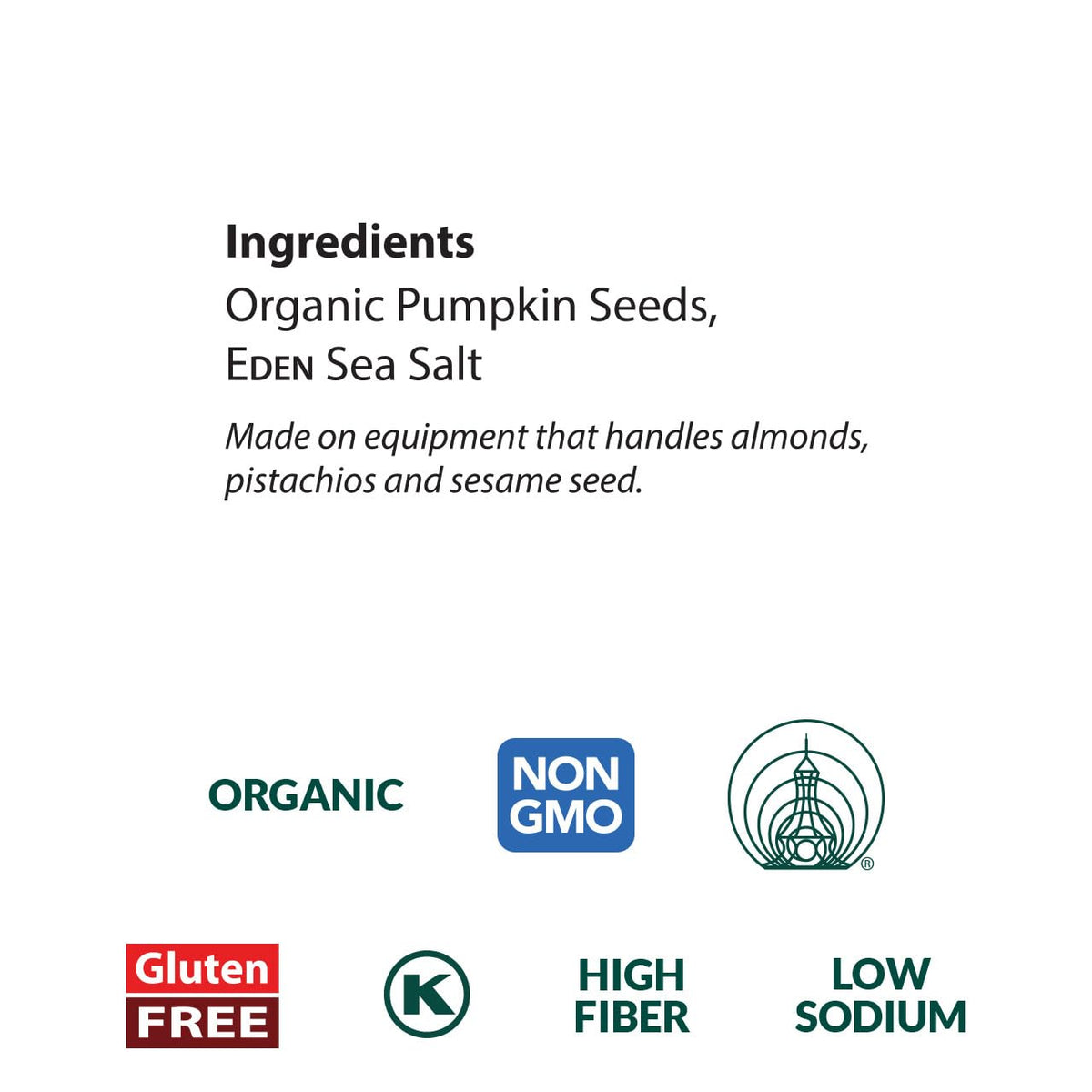 Eden Organic Pumpkin Seeds, Shelled – Dry Roasted & Lightly Sea Salted, 4 oz (6-Pack)