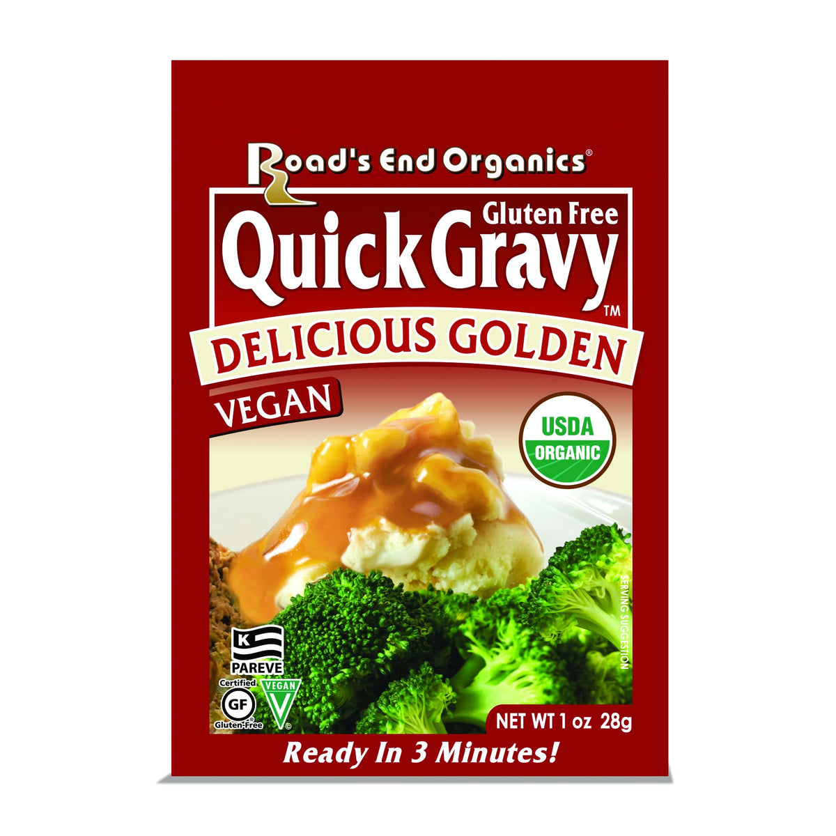 Edward & Sons Roads End Organics Golden Organic Gravy Mix - Gluten Free Vegan Gravy Packets, 12 x 1 oz